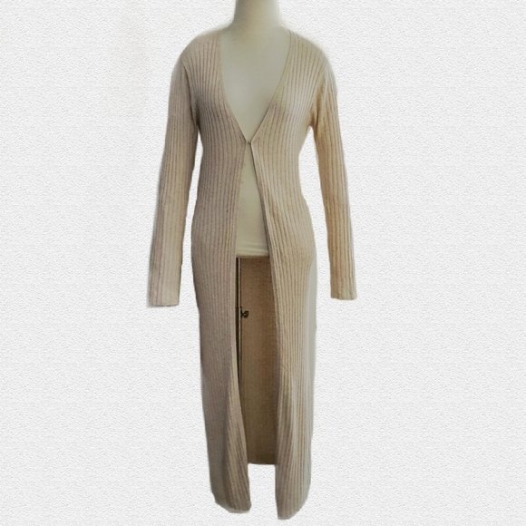 Sleeve Longline Cream Cardigan Size 